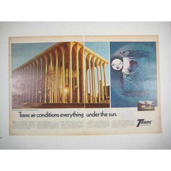 Vintage 1960s Trane Air Conditioning Advertisement Print ADVERT Ad 2 Pages READ - Picture 1 of 2